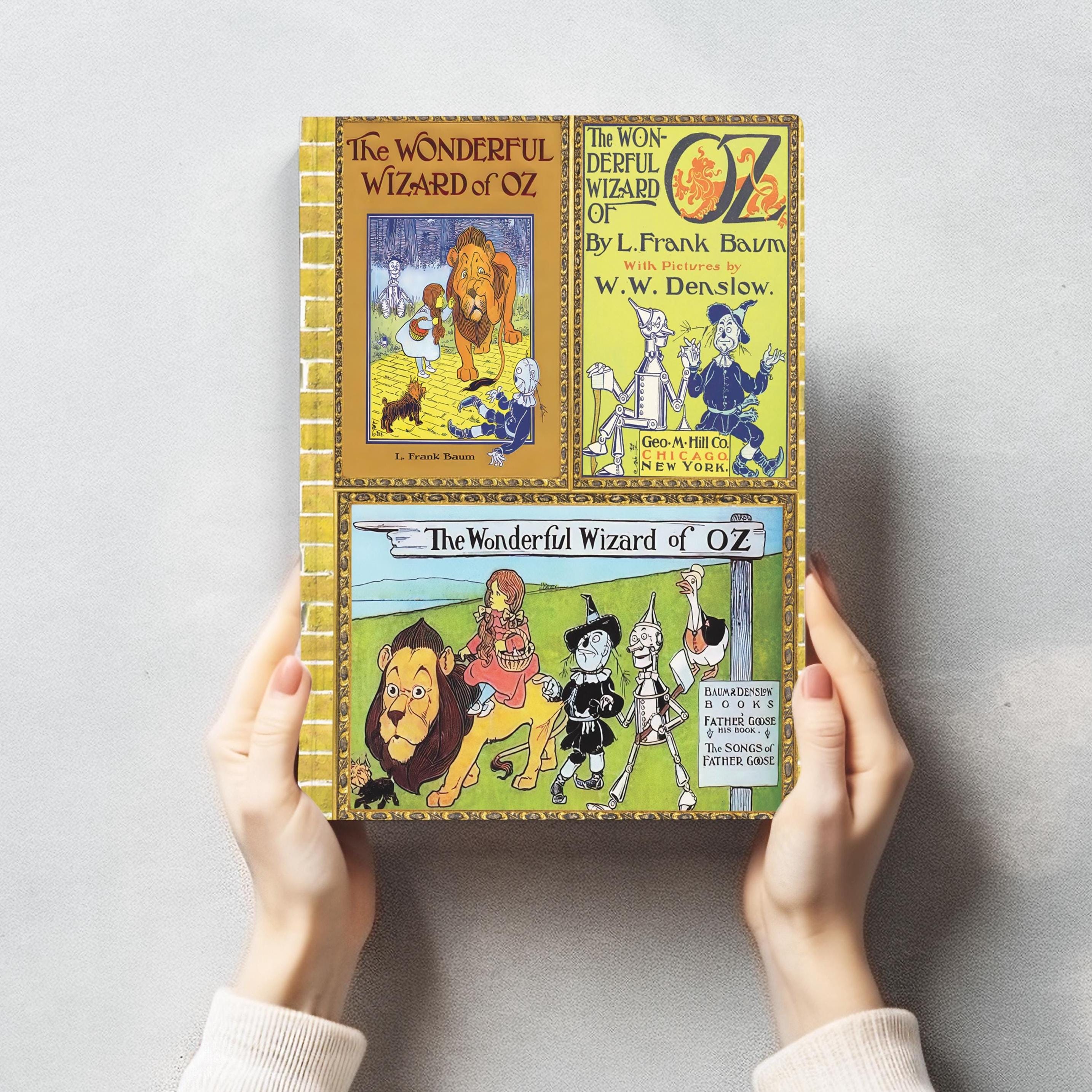 The Wonderful Wizard of Oz Hardcover Notebook Featuring Classic Oz Book Covers, Retro Dorothy and Glinda Oz Journal Present for Teen