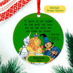 Personalized Wizard of Oz Ornament 2025 Ceramic or Metal Double Sided, Dorothy Tinman Scarecrow Lion w/ Love Quote by L Frank Baum Ornament
