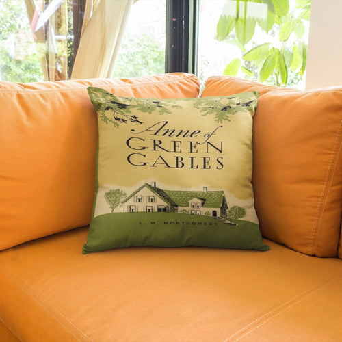 Literary Bookworm Reading Gift, Vintage Book Covers Pillow Case, LM Montgomery Anne of Green Gables Decor Pillowcase
