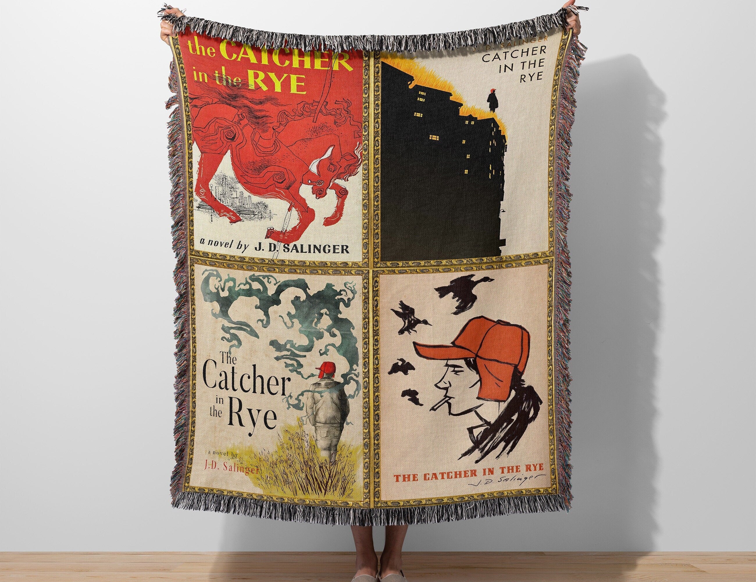 Reading Blanket for Bibliophile Bookworms Book Lover, English Teacher Professor Librarian Gift, Catcher in the Rye JD Salinger Literary Gift