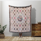 Jane Austen Blanket Inspired by Original Quilt Design, Pride and Prejudice Blanket, Coquette Vintage Woven Throw Blanket, Jane Austen Gifts