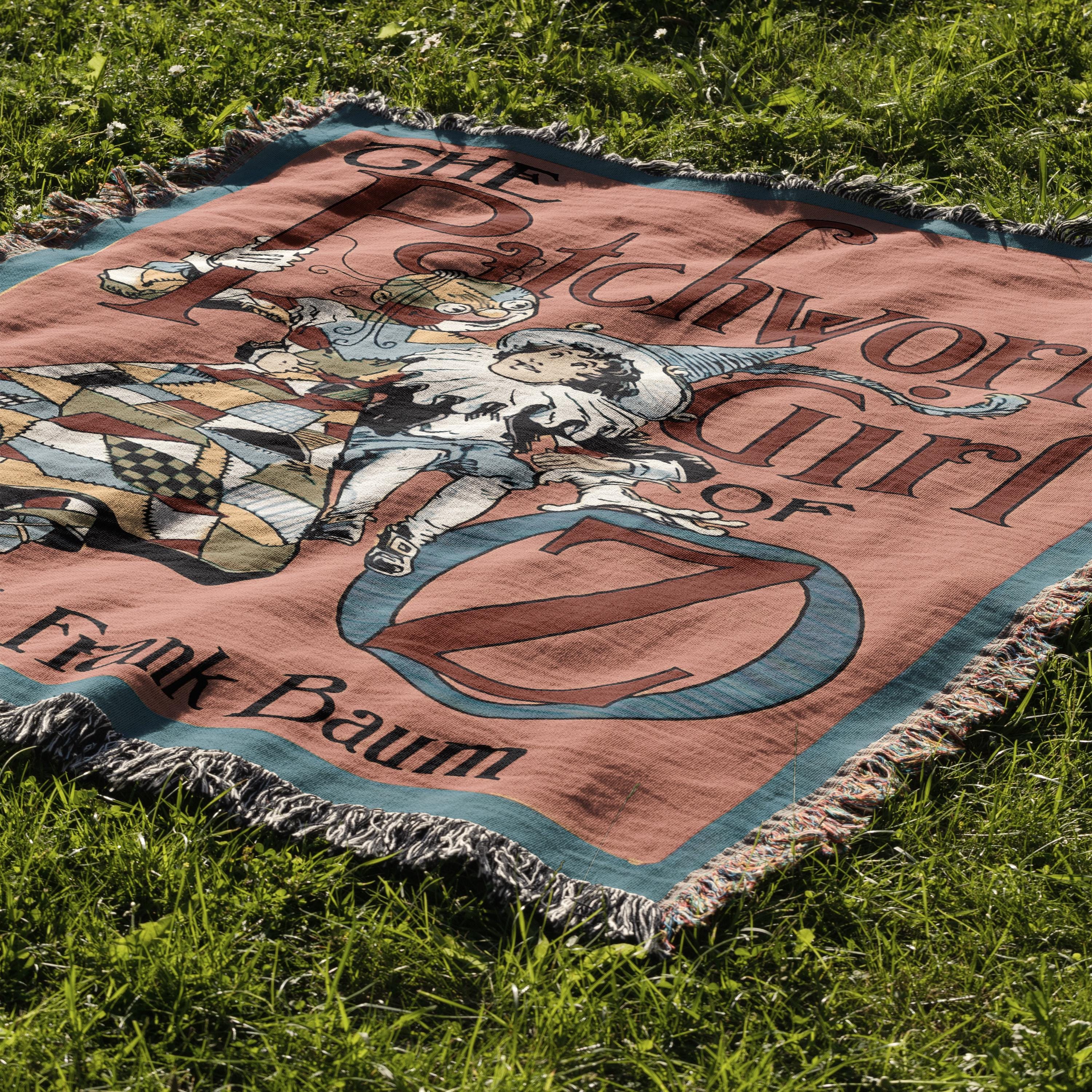 Wonderful Wizard of Oz Patchwork Girl Book Cover Woven Blanket, Classic Wizard of Oz Tapestry, Retro Oz Movie Fans Throw Blanket Gift