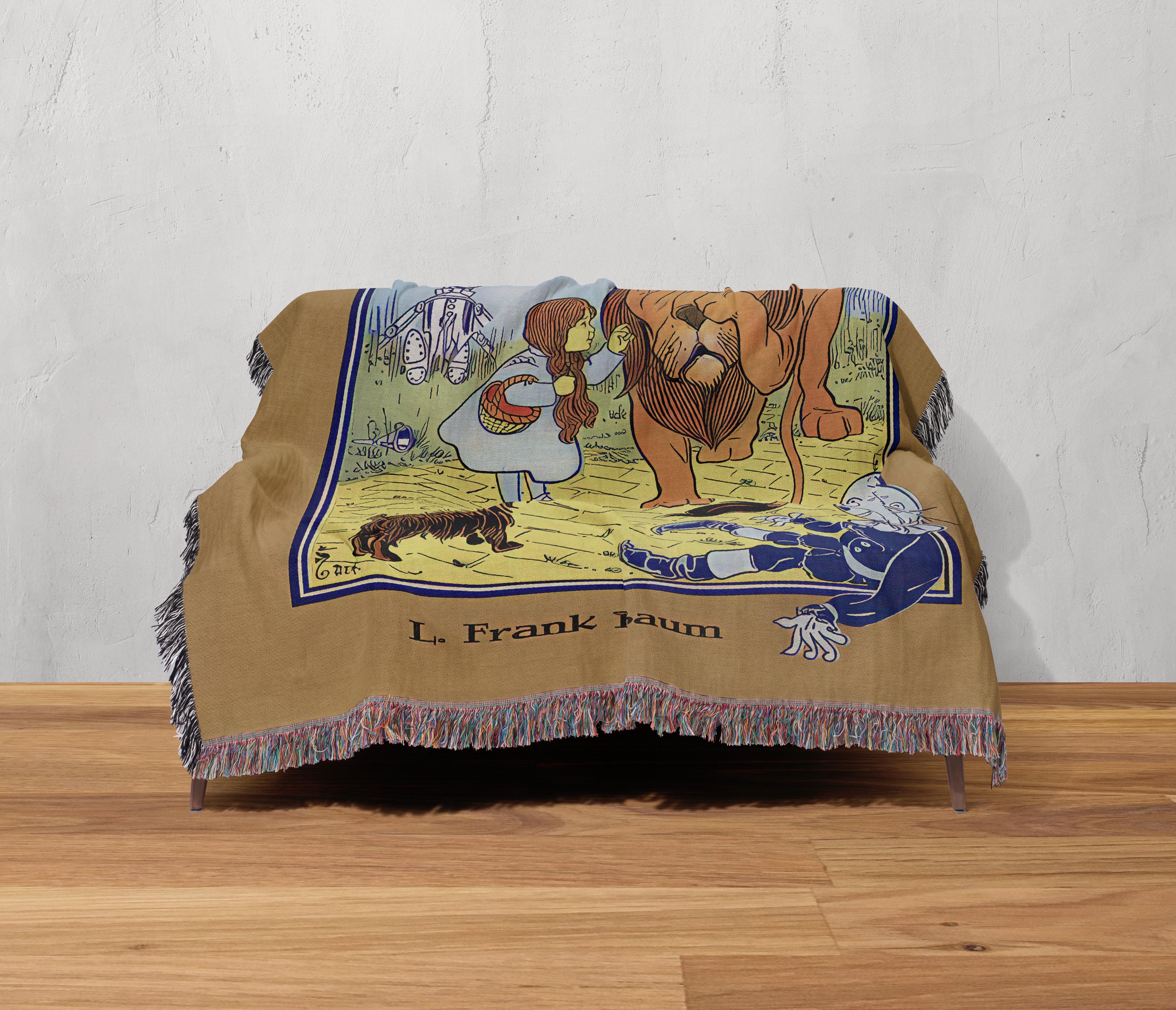 Wonderful Wizard of Oz Vintage Book Cover Woven Blanket Gift, Classic Wizard of Oz Tapestry, Retro Oz Movie Fans Blanket Present