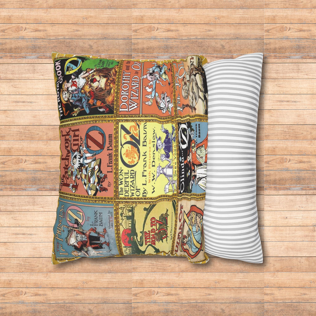 Wonderful Wizard of Oz Classic Book Covers Faux Suede Pillowcase Gift Featuring Glinda Emerald City Dorothy Scarecrow Tinman, Oz Movie Gift