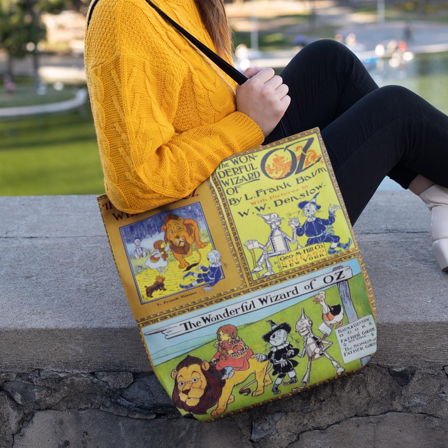 Wonderful Wizard of Oz Tote Bag Featuring Classic Oz Book Covers, Retro Oz Movie Fans Present, Gift for Glinda Wicked Witch Lover