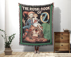 Wonderful Wizard of Oz Book Cover Woven Blanket L. Frank Baum, Royal Book of Oz Tapestry Dorothy Scarecrow Lion, Retro Oz Movie Fan Gift