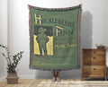 Huckleberry Finn Woven Blanket, Mark Twain Literary Girl Tapestry, Classic Americana Decor, Lit Book Cover Art, Cozy Reading Book Lover Gift