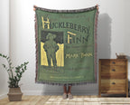 Huckleberry Finn Woven Blanket, Mark Twain Literary Girl Tapestry, Classic Americana Decor, Lit Book Cover Art, Cozy Reading Book Lover Gift