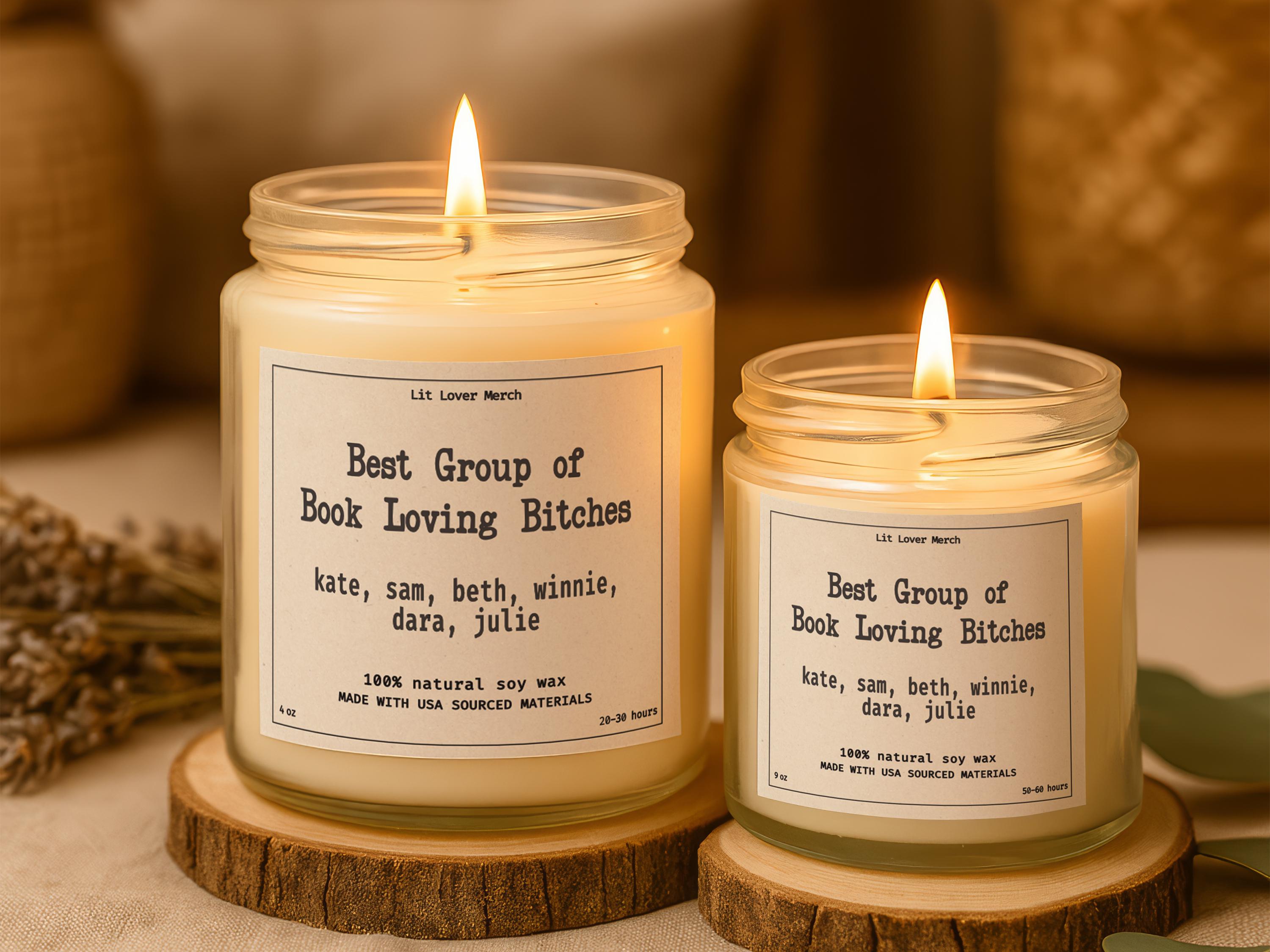 Personalized Candle for Book Club Gift With A Jane Austen Pride & Prejudice Inspired Funny Quote "Best Group of Book Loving Bitches"