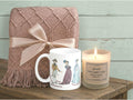 Jane Austen Comfort Characters Care Package, Janeite Hug in a Box Cozy Blanket Mug and Candle Gift Box for Book Lovers Classic Lit Readers