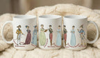 Jane Austen Mug Featuring Comfort Characters Mr Darcy Emma Wickham, Cozy Reader Coffee Cup, Pride and Prejudice Classical Literature Gift