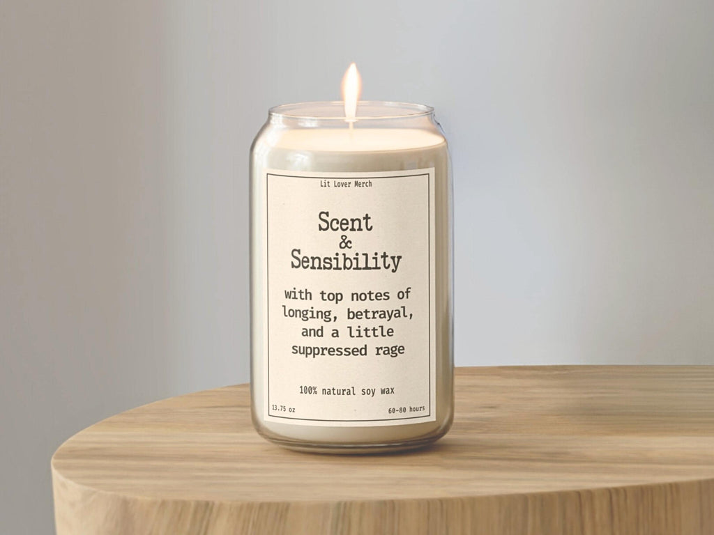 Jane Austen Candle 4 & 9 13oz Size Sense and Sensibility Funny Janeite Jar Candle, Punny Literary Book Lover Gift, Bookish Reader Present