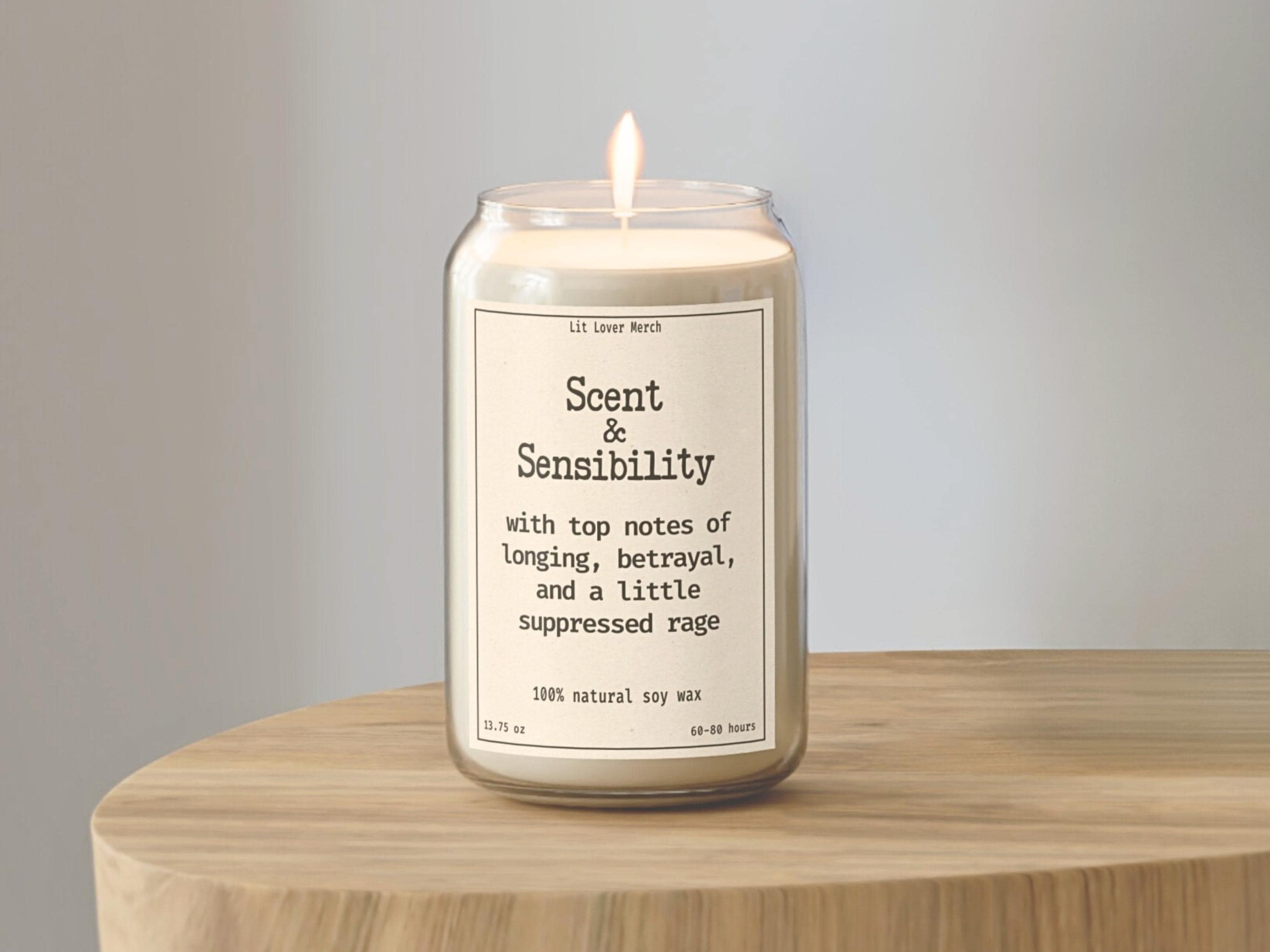 Jane Austen Candle 4 & 9 13oz Size Sense and Sensibility Funny Janeite Jar Candle, Punny Literary Book Lover Gift, Bookish Reader Present