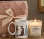 Jane Austen Care Package, Obstinate Headstrong Girl Bestfriend Gift, Hug in a Box, Blanket Mug & Candle Book Lover Gift Box