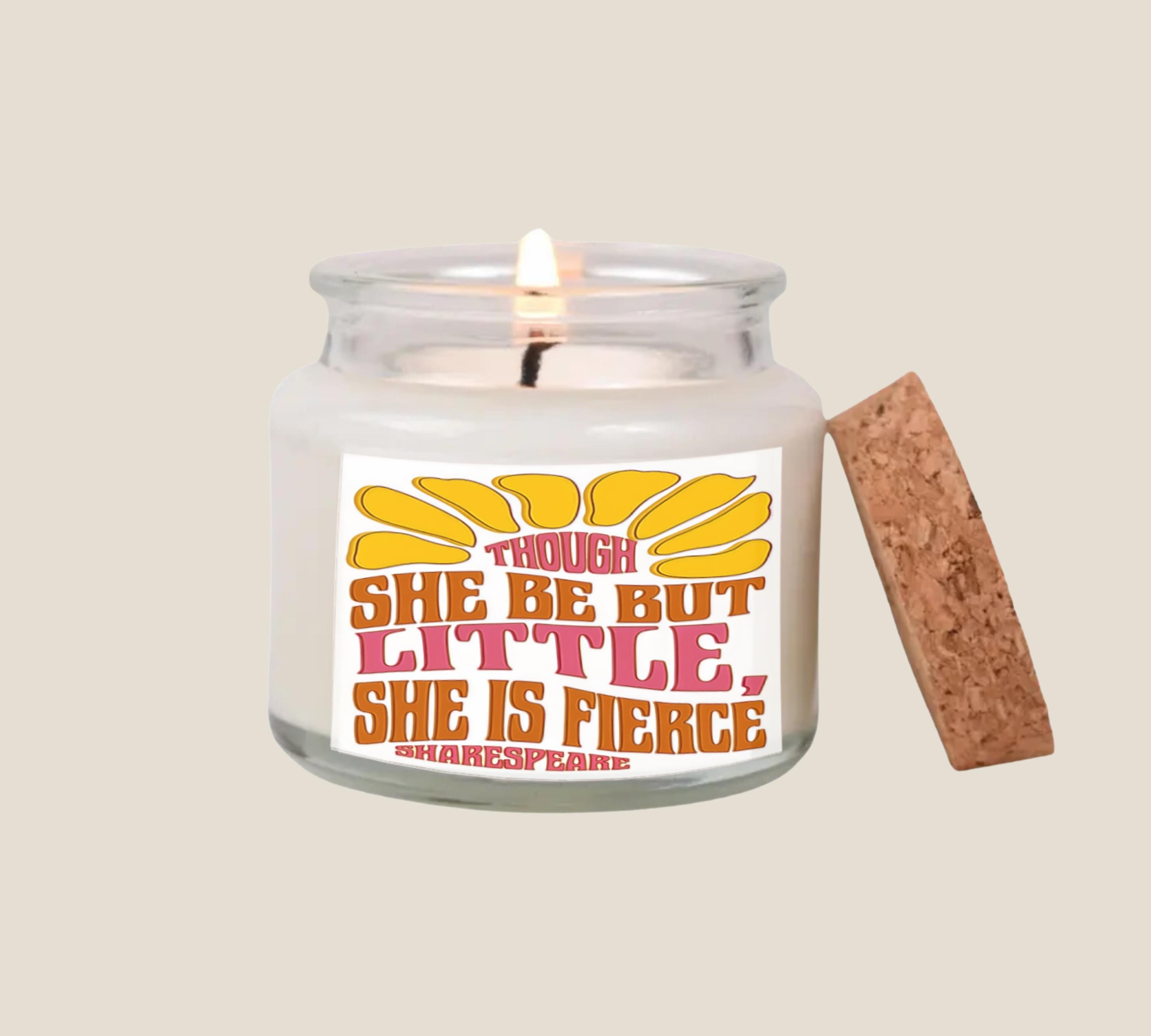 Shakespeare Little But Fierce Candle, Literary Girl Care Package, Book Lover Gift Set, Sunflower Encouragement Cozy Reader Kit Present