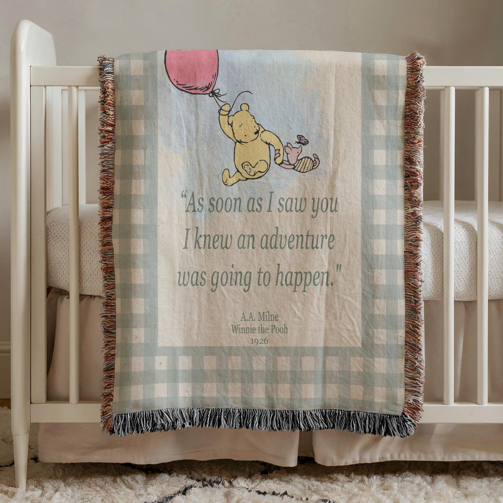 Winnie-the-Pooh Woven Blanket, A.A. Milne Throw Blanket, Literary Home Decor