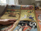 Wizard of Oz Woven Throw Blanket, Vintage Book Cover Art Tapestry, Classical Literature Gift